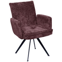 ARMLEHNSTUHL  in Eisen Teddystoff  - Bordeaux/Schwarz, Design, Textil/Metall (63/87/71cm) - Welnova