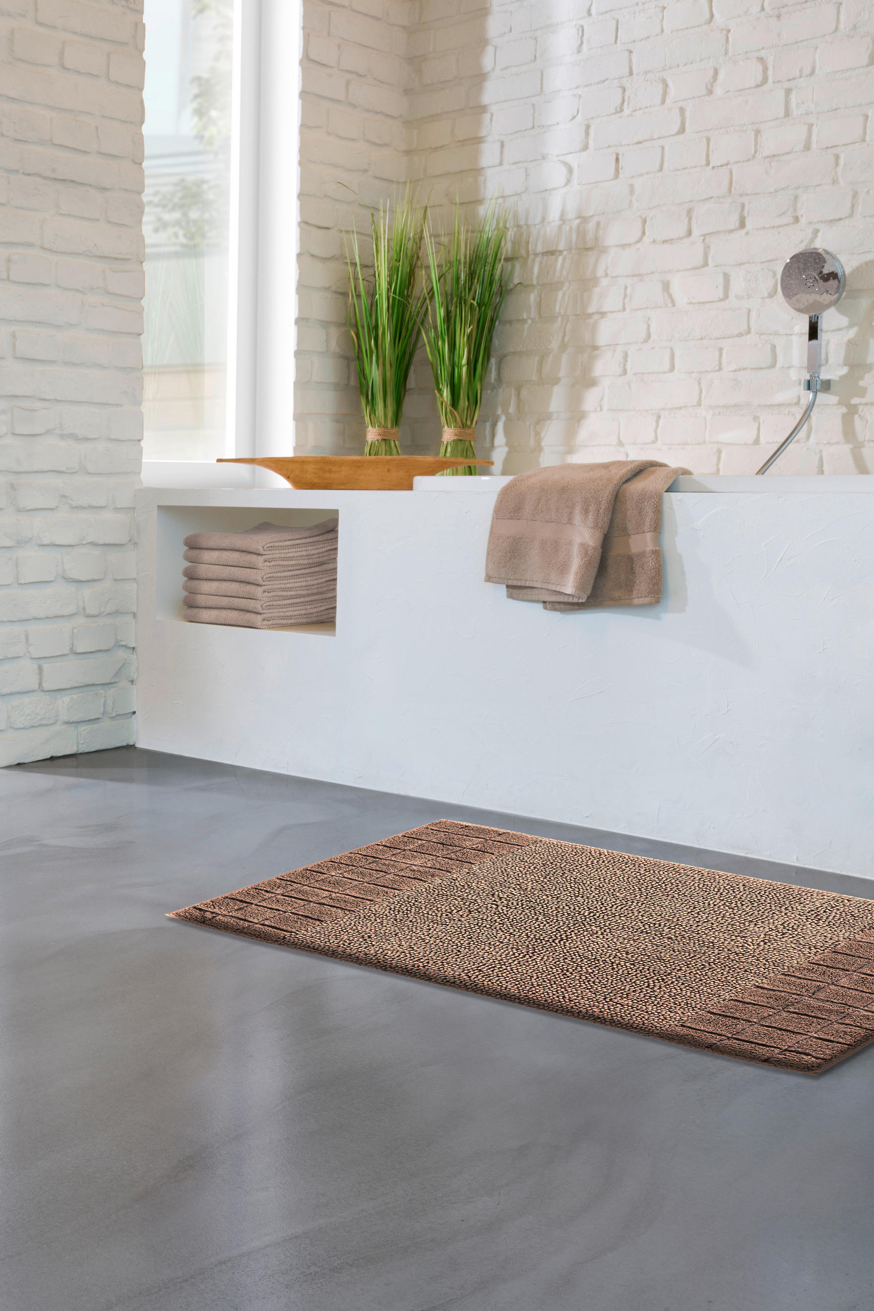 BADEMATTE Taupe 60/90 cm  - Taupe, KONVENTIONELL, Kunststoff/Textil (60/90cm) - Grund