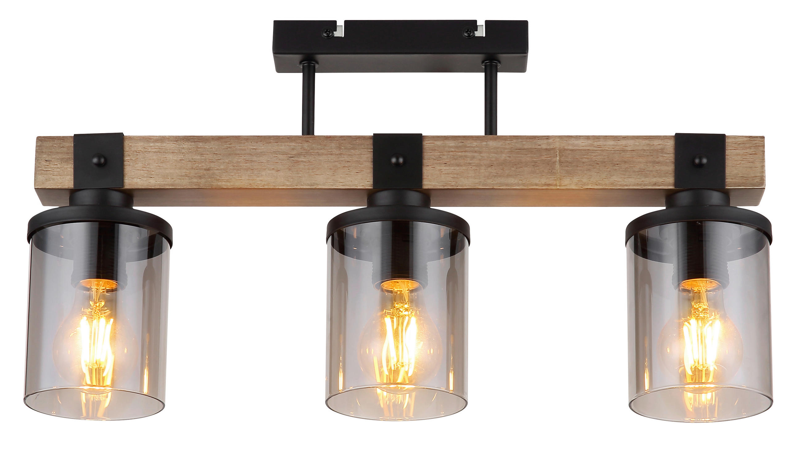 PLAFONIERĂ - maro închis/negru, Natur, plastic/sticlă (52/10/28,6cm) - Globo