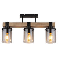 MENNYEZETI LÁMPA - sötétbarna/fekete, Natur, műanyag/Üveg (52/10/28,6cm) - Globo