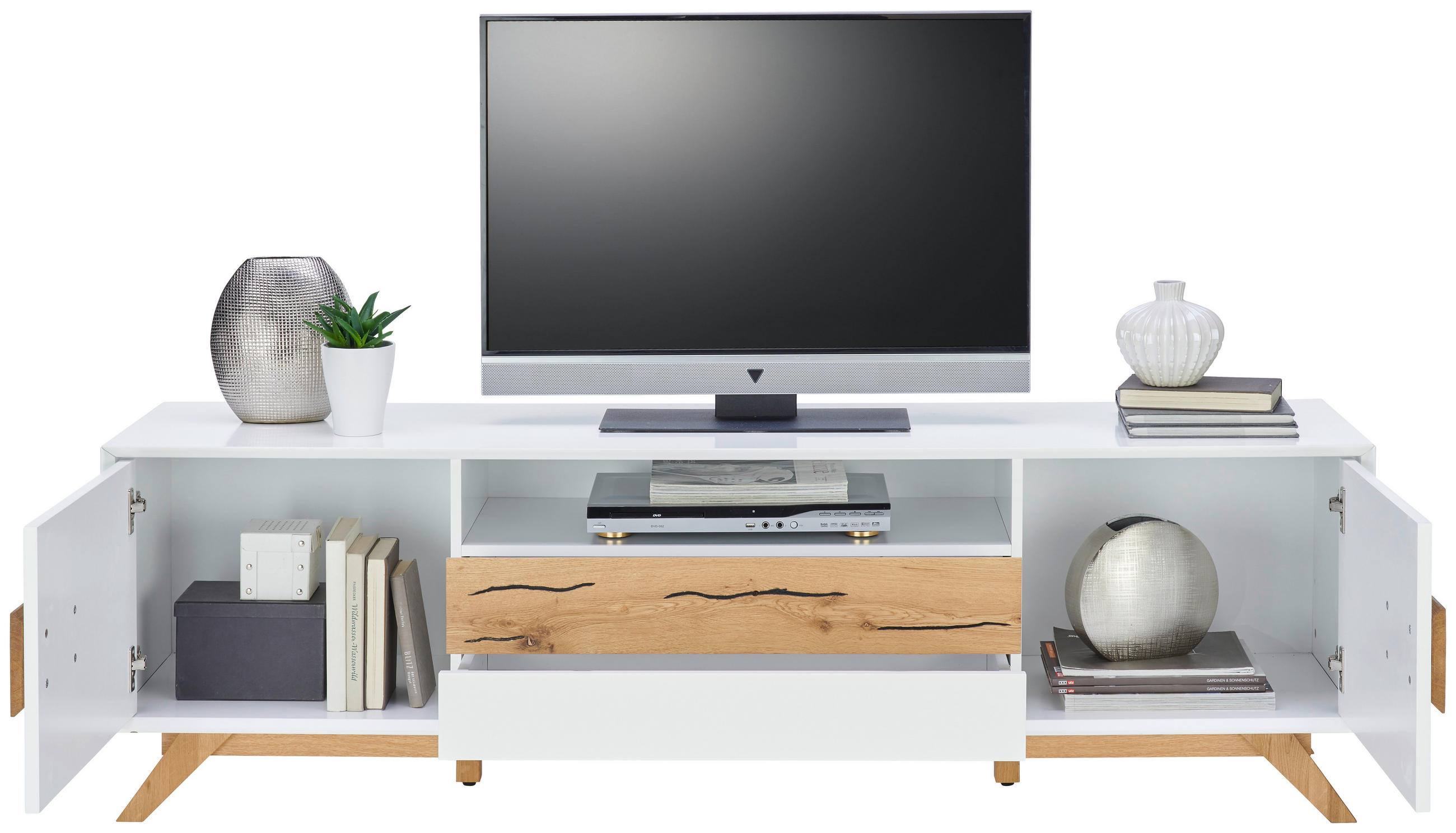 TV-ELEMENT  in 178/53,6/40 cm  - Weiss/Eichefarben, Design, Holz/Holzwerkstoff (178/53,6/40cm) - Xora