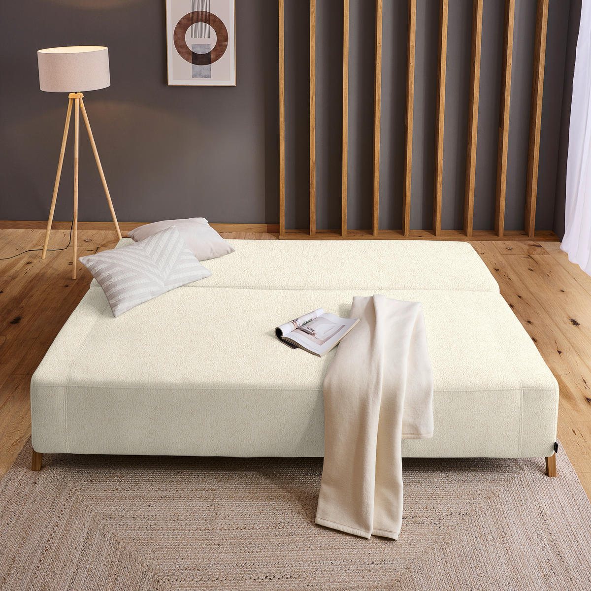 SCHLAFSOFA in Textil Creme  - Creme/Naturfarben, Design, Holz/Textil (211/88/102cm) - Niels Andersson