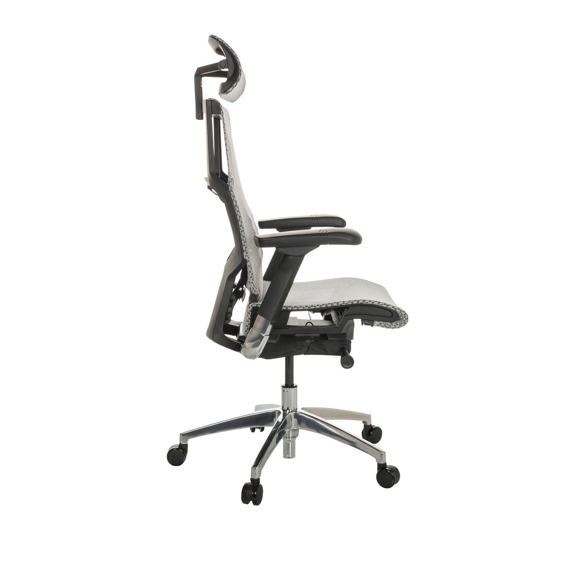 DREHSTUHL Netz Hellgrau  - Silberfarben/Hellgrau, Basics, Kunststoff/Textil (67/119-135/60cm) - MID.YOU