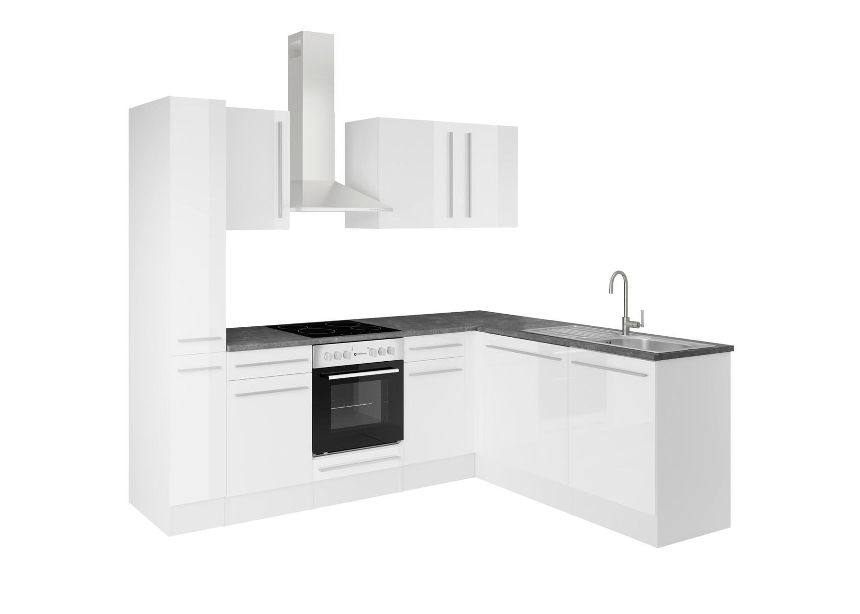 ECKKÜCHE 250/175 cm  in Weiß Hochglanz  - Weiß Hochglanz/Dunkelgrau, LIFESTYLE, Holzwerkstoff/Kunststoff (250/175cm) - P & B