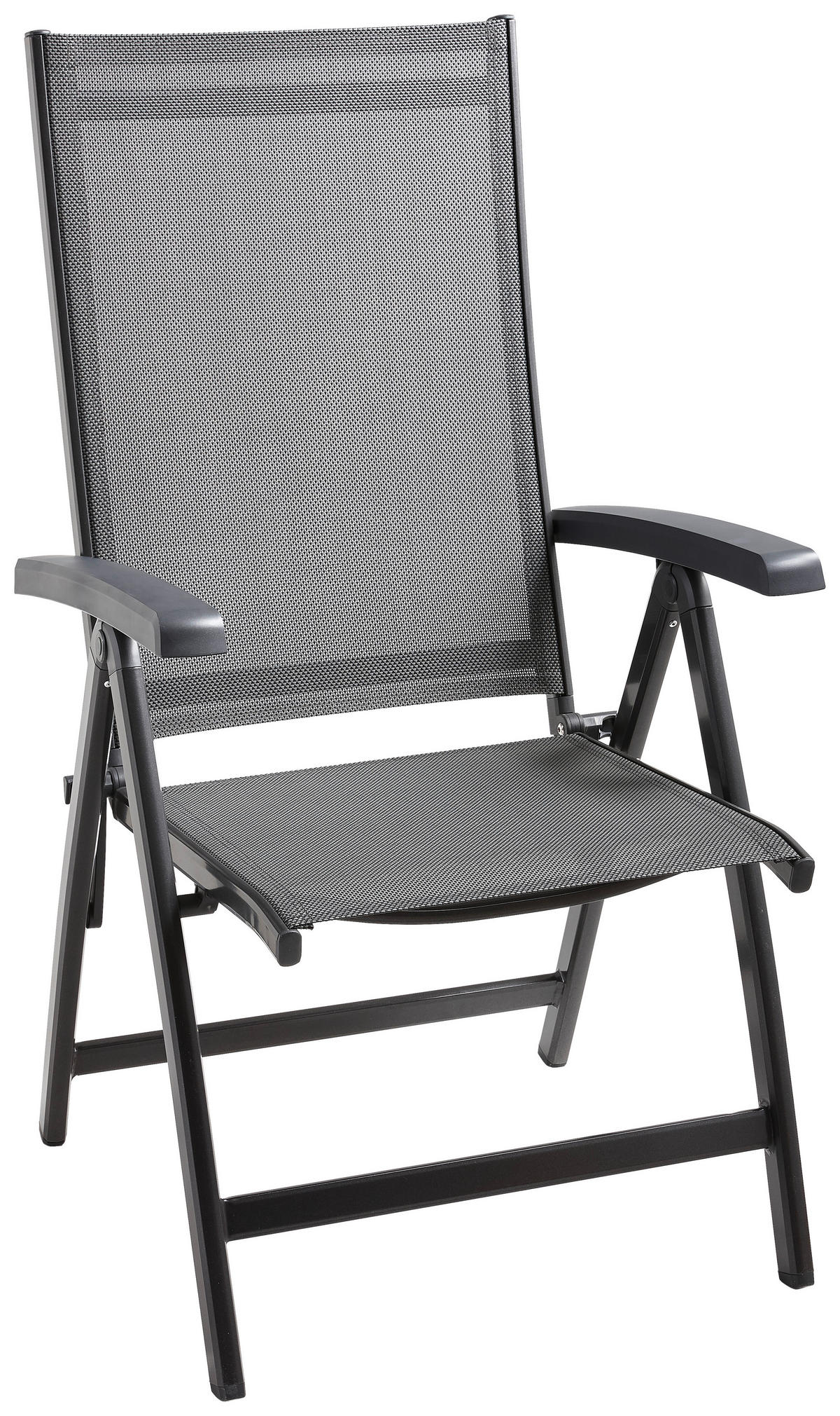 GARTENKLAPPSESSEL in Metall, Textil Anthrazit, Silberfarben  - Anthrazit/Silberfarben, Basics, Kunststoff/Textil (62/109/71cm) - Sieger