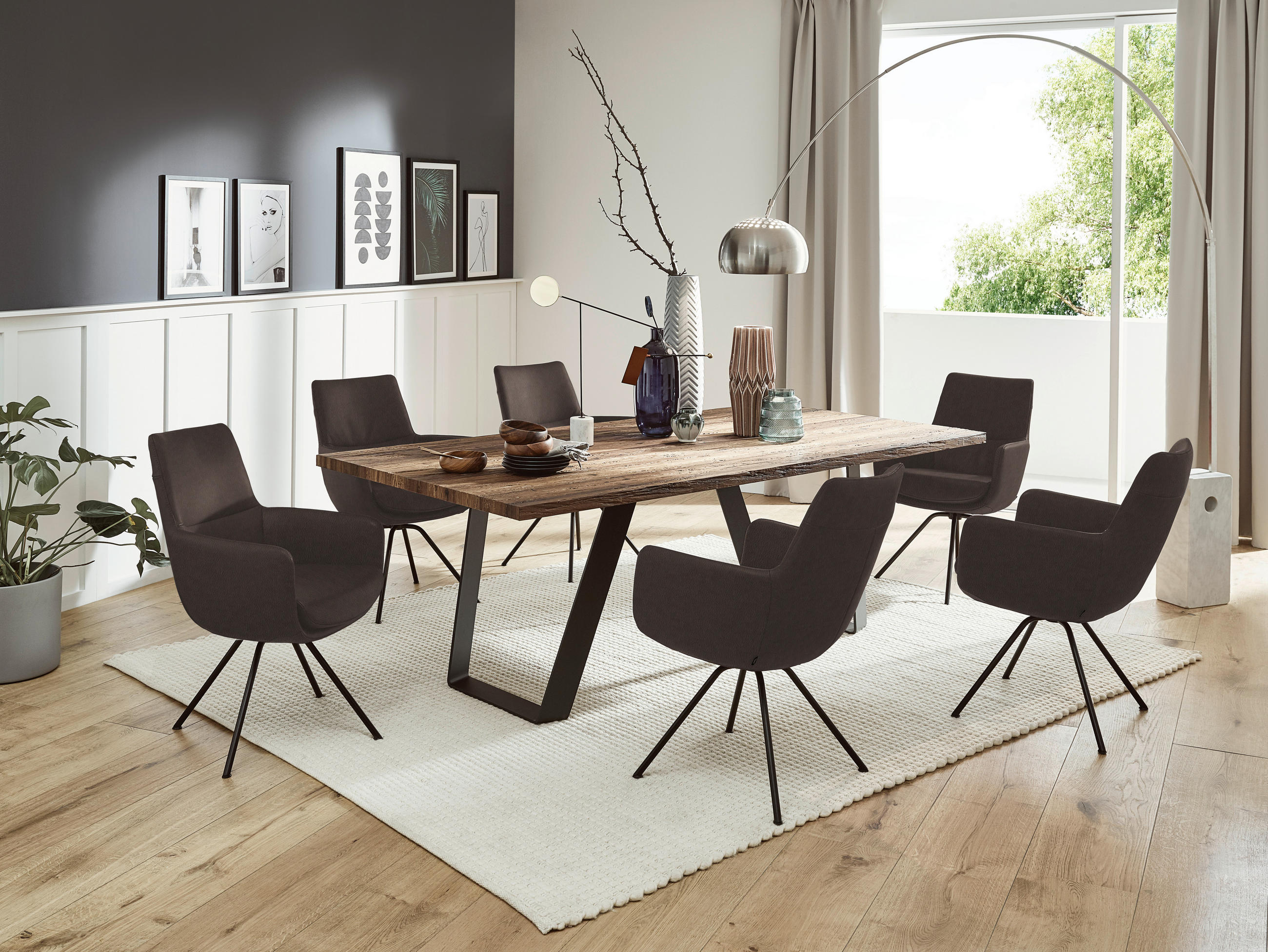 ARMLEHNSTUHL  in Stahl  - Schwarz/Braun, Design, Leder/Metall (60/90/61cm) - Dieter Knoll