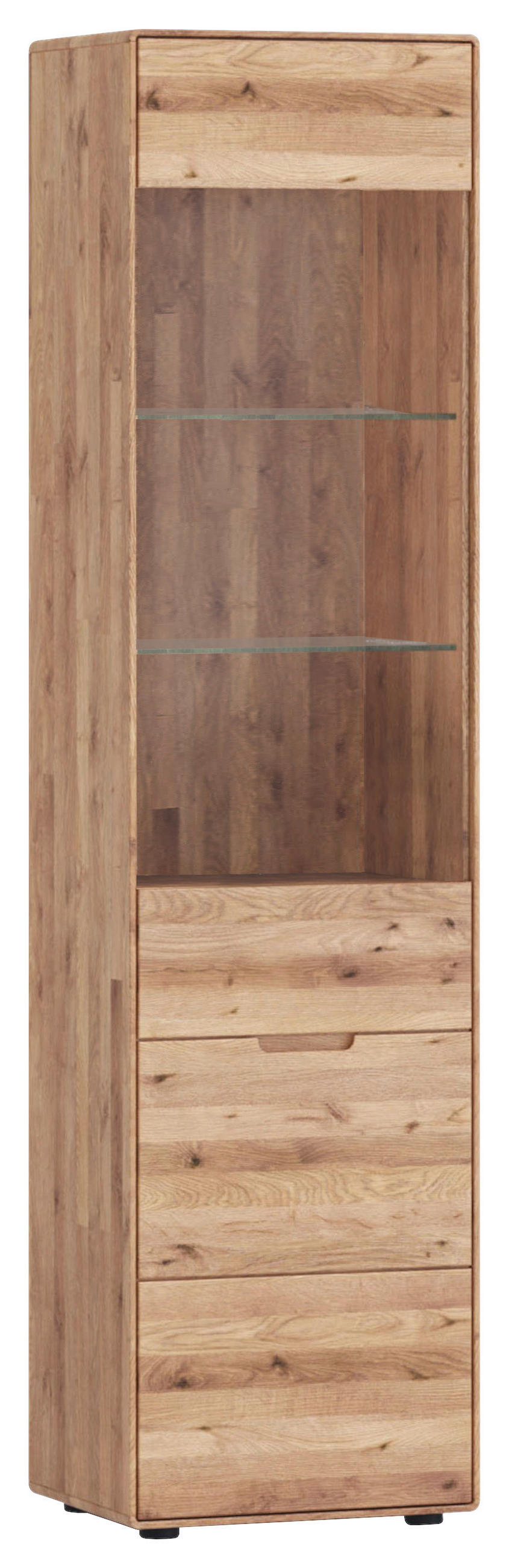 VITRINE in massiv Wildeiche Wildeiche  - Wildeiche, KONVENTIONELL, Glas/Holz (51/200/40cm) - Linea Natura