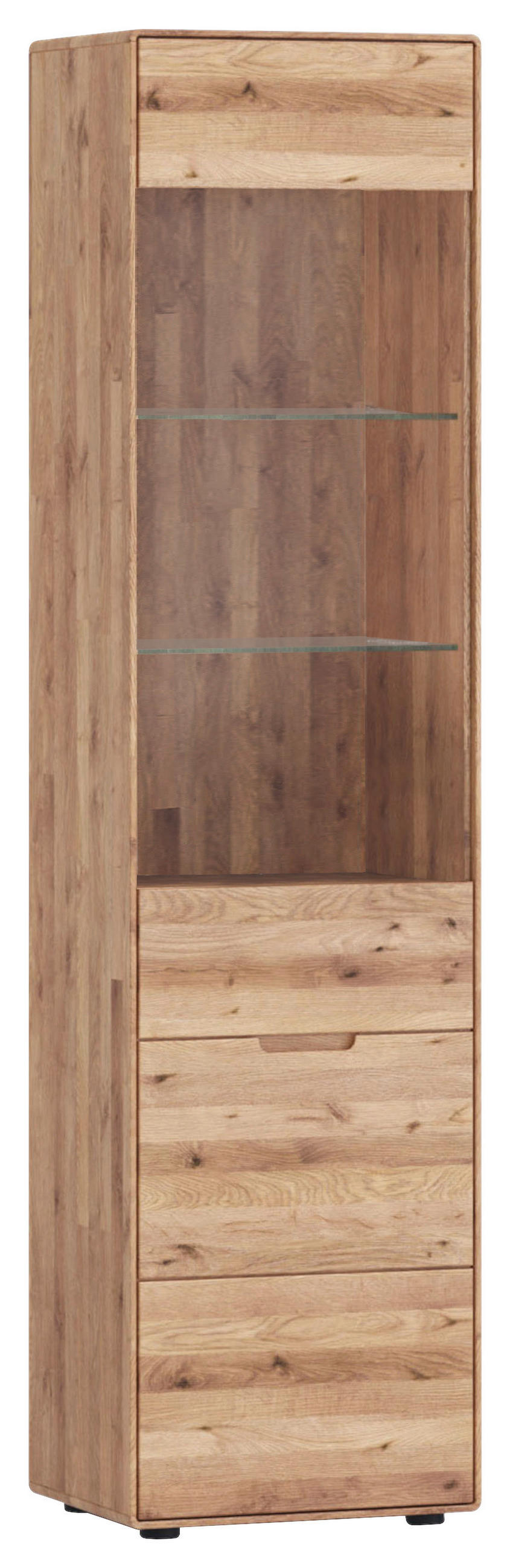 VITRINE in massiv Wildeiche Wildeiche  - Wildeiche, KONVENTIONELL, Glas/Holz (51/200/40cm) - Linea Natura