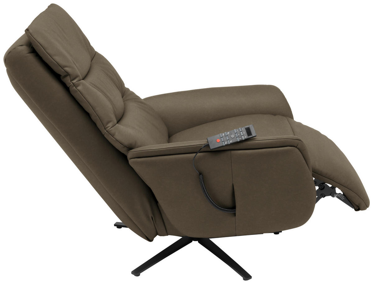 MASSAGESESSEL Echtleder Greige    - Greige/Anthrazit, KONVENTIONELL, Leder/Metall (74/114/97cm) - Himolla