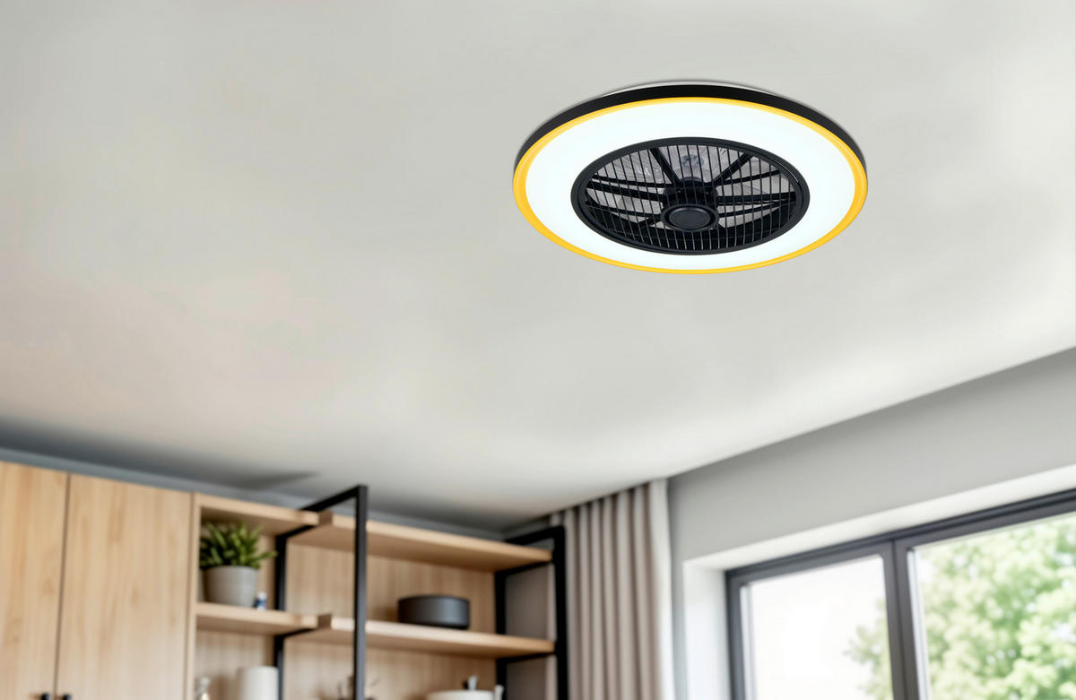 DECKENVENTILATOR - Klar/Goldfarben, Design, Kunststoff/Metall (55/2cm)