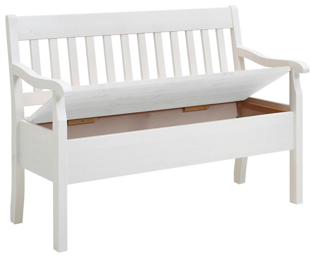 SITZBANK 130/93/58 cm Weiß Kiefer massiv  - Weiß, ROMANTIK / LANDHAUS, Holz (130/93/58cm) - Boxxx