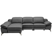 ECKSOFA in Echtleder Anthrazit  183/286 cm  - Anthrazit/Schwarz, Design, Leder/Metall (183/286cm) - Celina Home