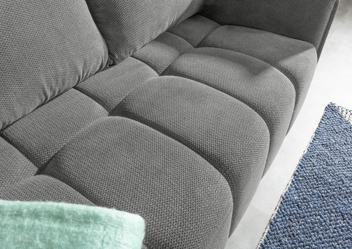 SCHLAFSOFA Plüsch Grau  inkl. Zierkissen, Rückenkissen, Bettkasten, Schlaffunktion, Rücken echt, Liegefläche im Originalstoff  - Schwarz/Grau, KONVENTIONELL, Kunststoff/Textil (200/73/105cm) - Carryhome
