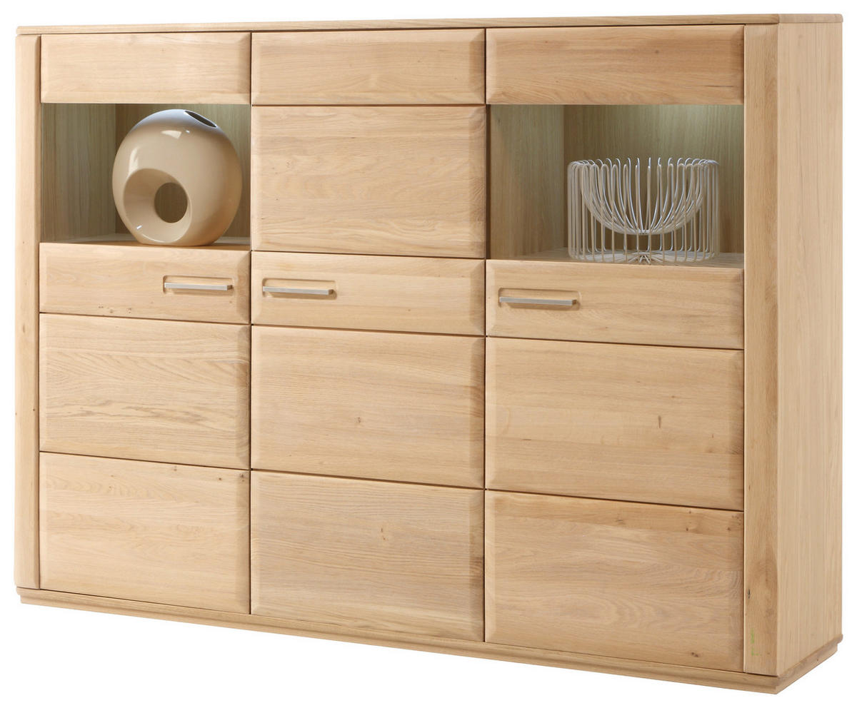HIGHBOARD  in 179/131/38 cm  - Eichefarben, Design, Glas/Holz (179/131/38cm) - Livetastic