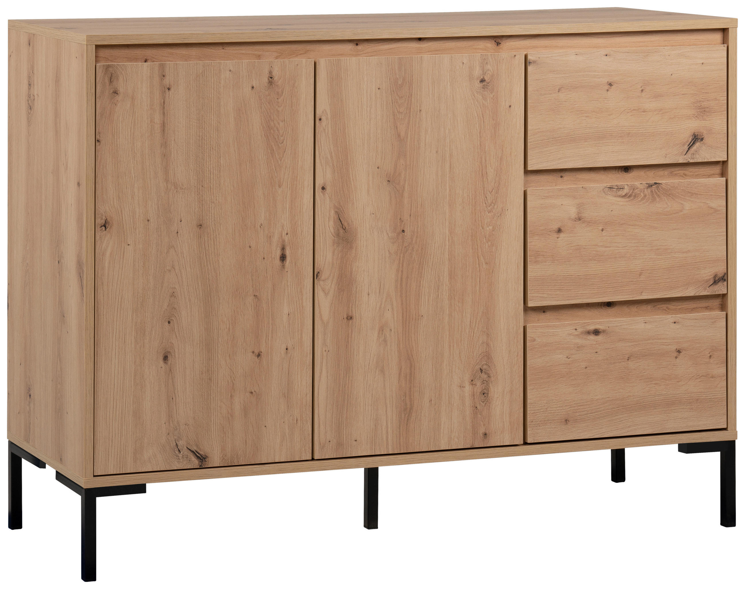 KOMMODE  in 120/87/40 cm  - Schwarz/Eiche Artisan, Design, Holzwerkstoff/Metall (120/87/40cm) - MID.YOU