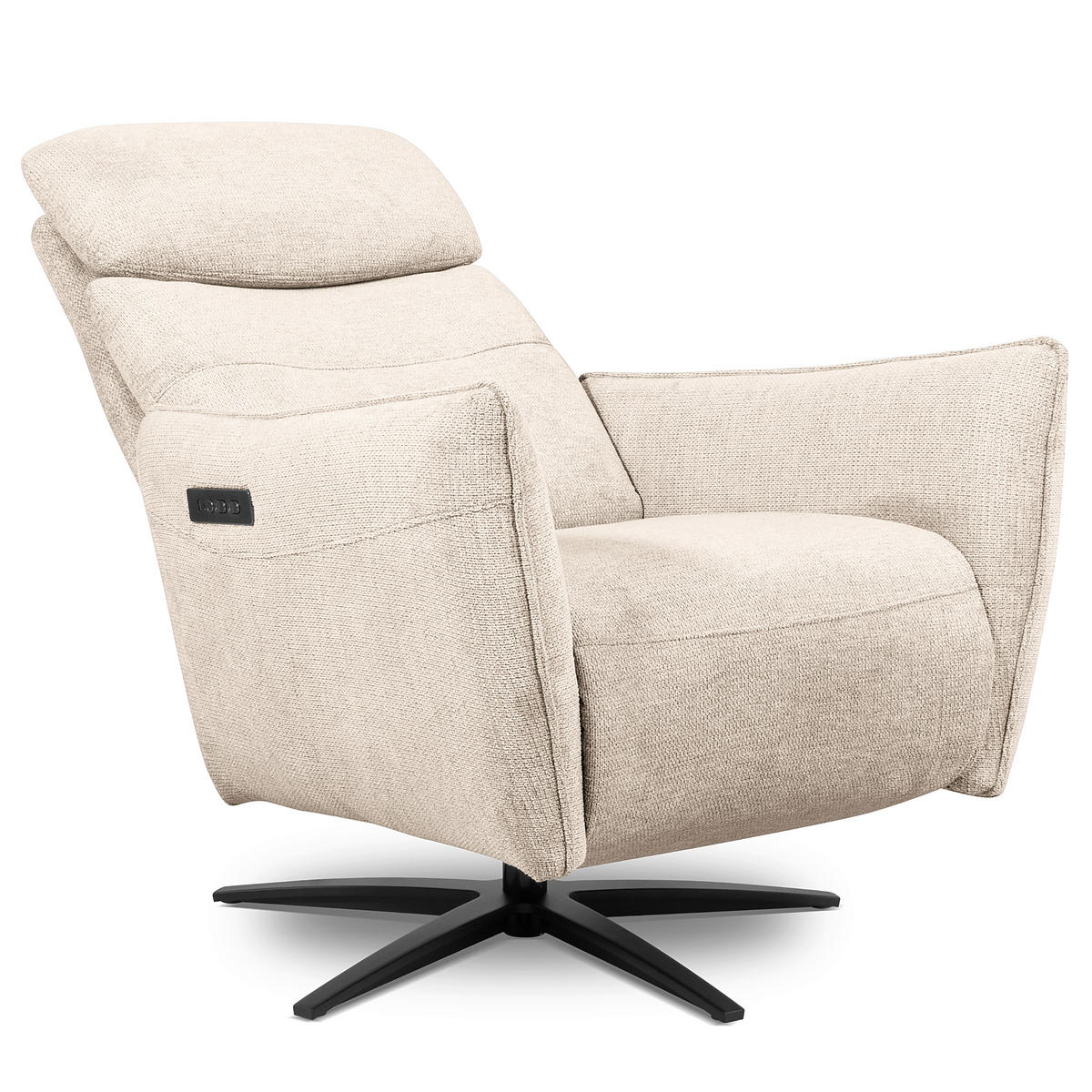 RELAXSESSEL in Textil Beige  - Beige/Schwarz, Design, Textil/Metall (77/107/88cm) - Livetastic