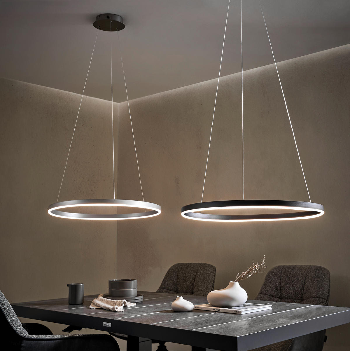 ZÁVĚSNÉ LED SVÍTIDLO, 58,5/58,5/120 cm  - barvy hliníku, Design, kov/plast (58,5/58,5/120cm)