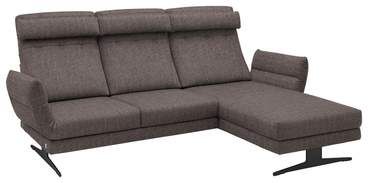 ECKSOFA in Flachgewebe Greige  - Greige/Schwarz, Design, Textil/Metall (279-327/176-217cm) - Dieter Knoll