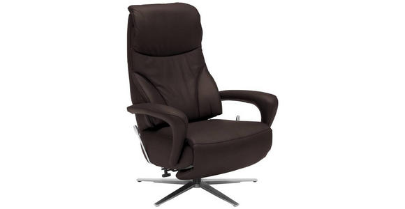 RELAXSESSEL in Leder Dunkelbraun  - Edelstahlfarben/Dunkelbraun, Design, Leder/Metall (75/106/88cm) - Dieter Knoll