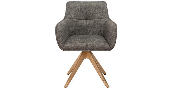 ARMLEHNSTUHL in Mikrofaser - Eichefarben/Grau, Design, Holz/Textil (61/87,5/61cm) - Novel