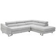 ECKSOFA in Webstoff Hellgrau  - Hellgrau/Schwarz, Design, Textil/Metall (280/235cm) - Hom`in