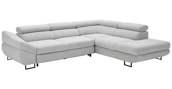 ECKSOFA in Webstoff Hellgrau  - Hellgrau/Schwarz, Design, Textil/Metall (280/235cm) - Hom`in