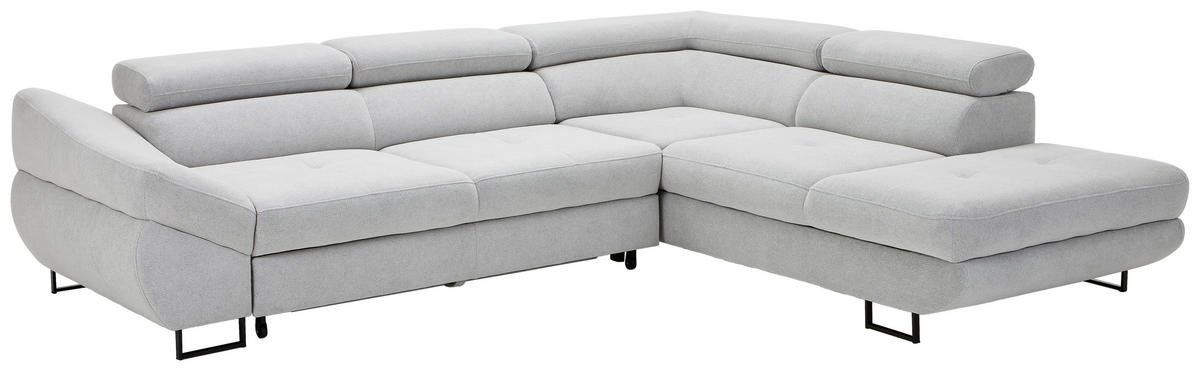 ECKSOFA in Webstoff Hellgrau  - Hellgrau/Schwarz, Design, Textil/Metall (280/235cm) - Hom`in