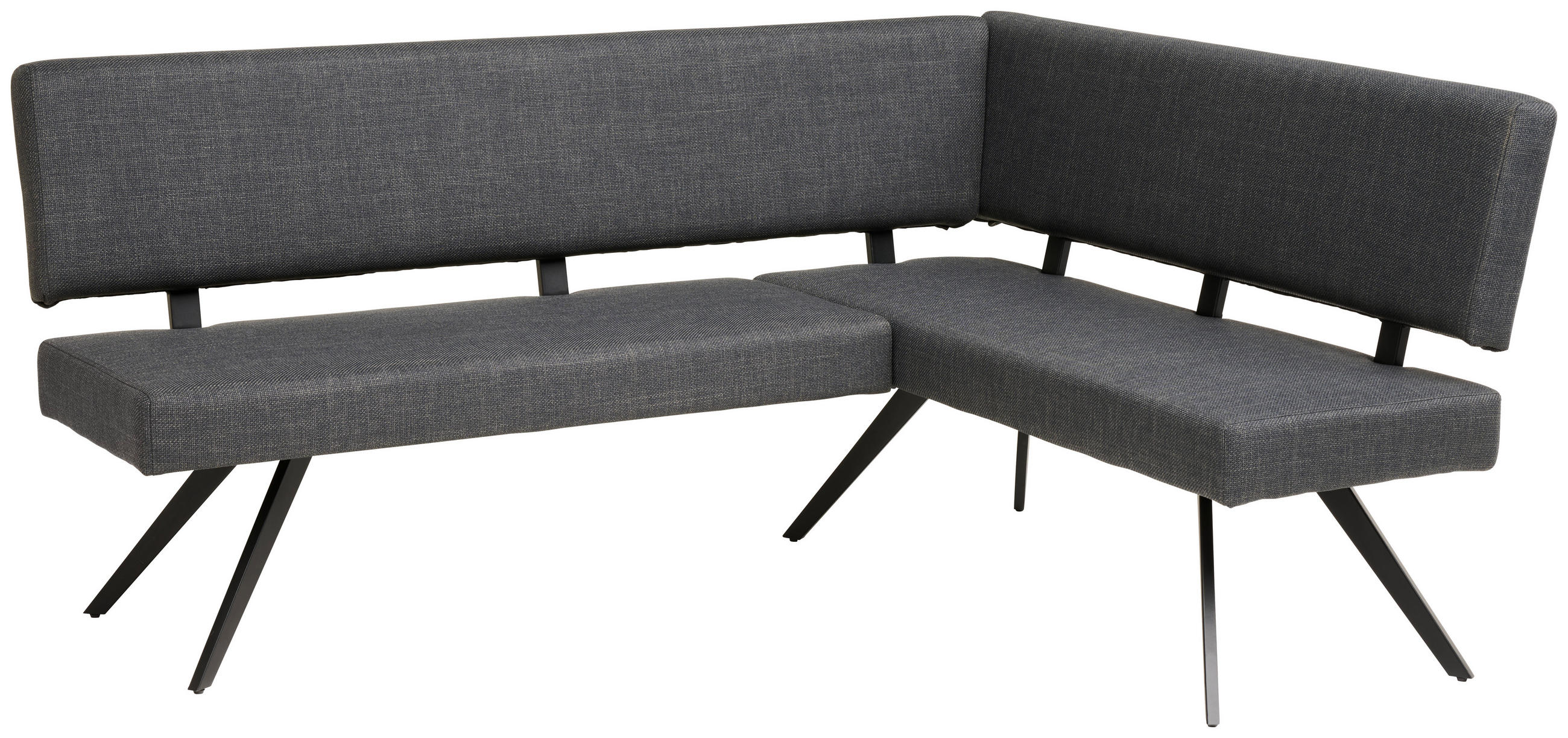 ECKBANK 190/150 cm Leinenoptik Dunkelgrau   - Dunkelgrau/Schwarz, KONVENTIONELL, Textil/Metall (190/150cm) - MID.YOU