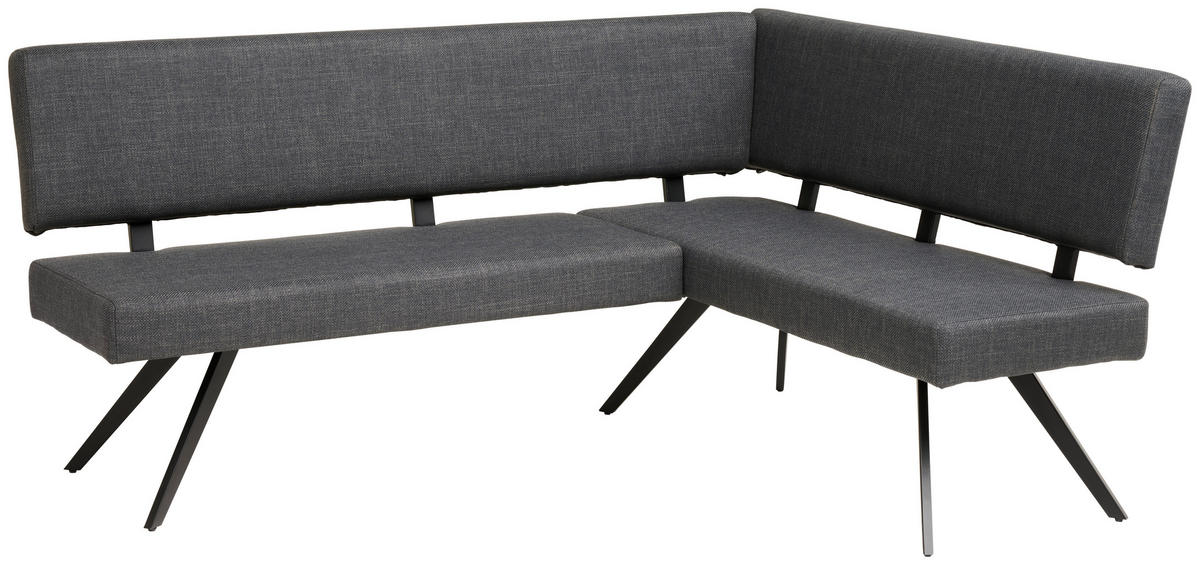 ECKBANK 190/150 cm  in Dunkelgrau  - Dunkelgrau/Schwarz, KONVENTIONELL, Textil/Metall (190/150cm) - MID.YOU