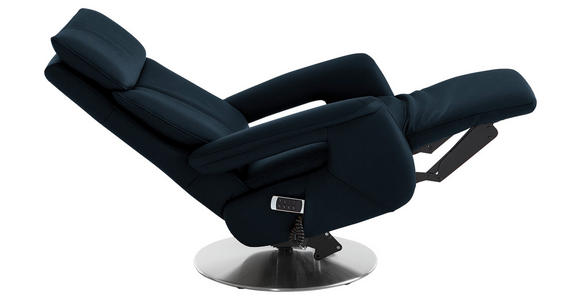 RELAXSESSEL in Leder Dunkelblau - Edelstahlfarben/Dunkelblau, Design, Leder/Metall (78/112/85cm) - Cantus