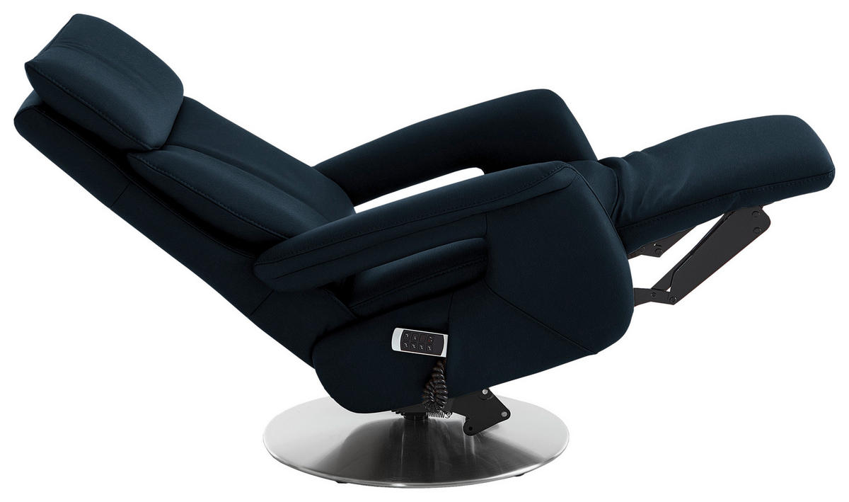 RELAXSESSEL in Leder Dunkelblau  - Edelstahlfarben/Dunkelblau, Design, Leder/Metall (78/112/85cm) - Cantus