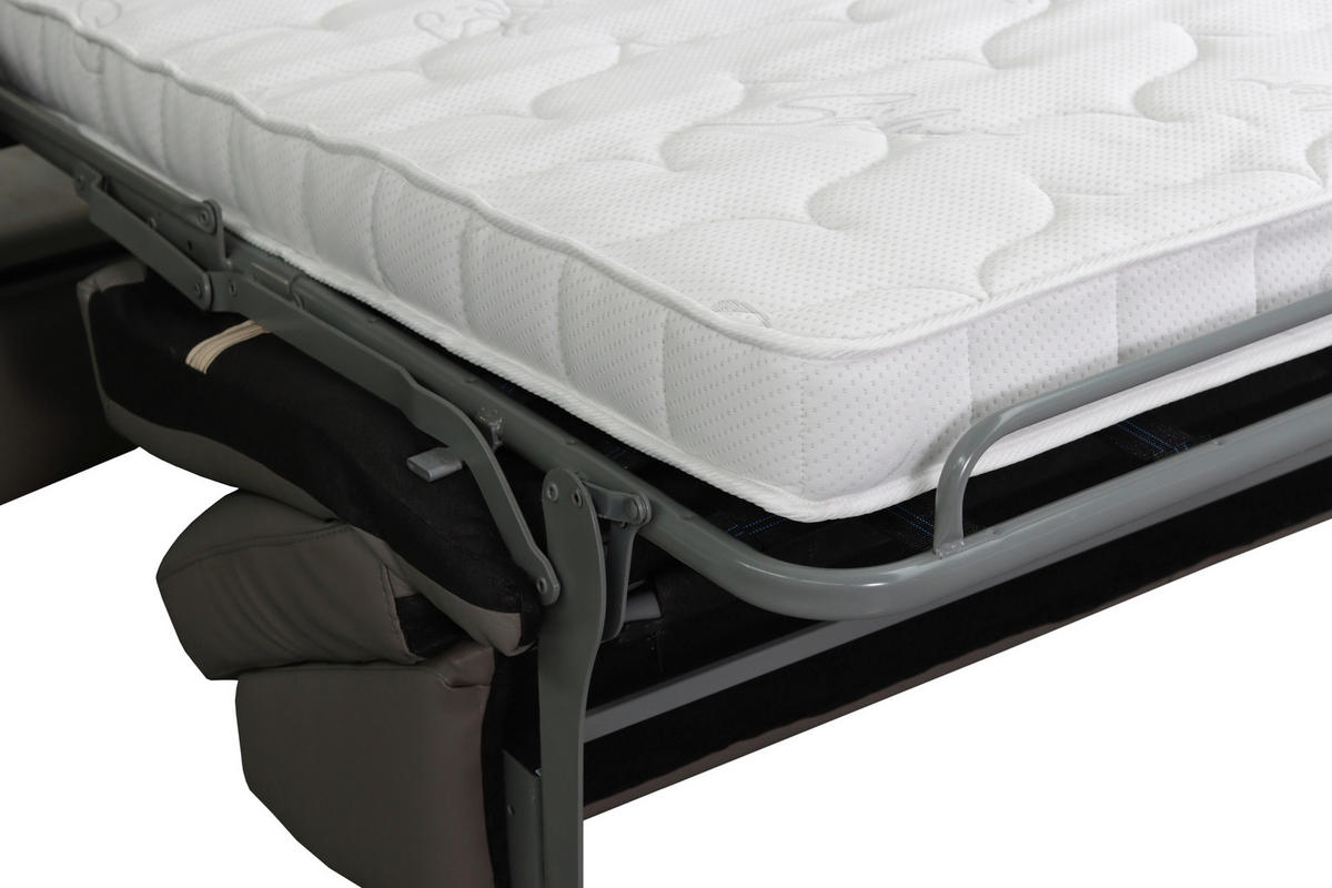 SCHLAFSOFA in Leder Schlammfarben  - Schlammfarben/Schwarz, Konventionell, Leder/Metall (190/87/100cm) - Celina Home