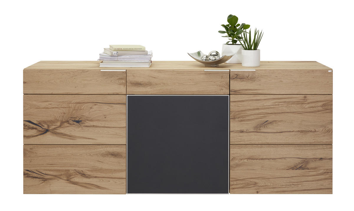 SIDEBOARD V-Alpin  in 192/82/51,6 cm  - Eichefarben/Anthrazit, Natur, Glas/Holz (192/82/51,6cm) - Voglauer