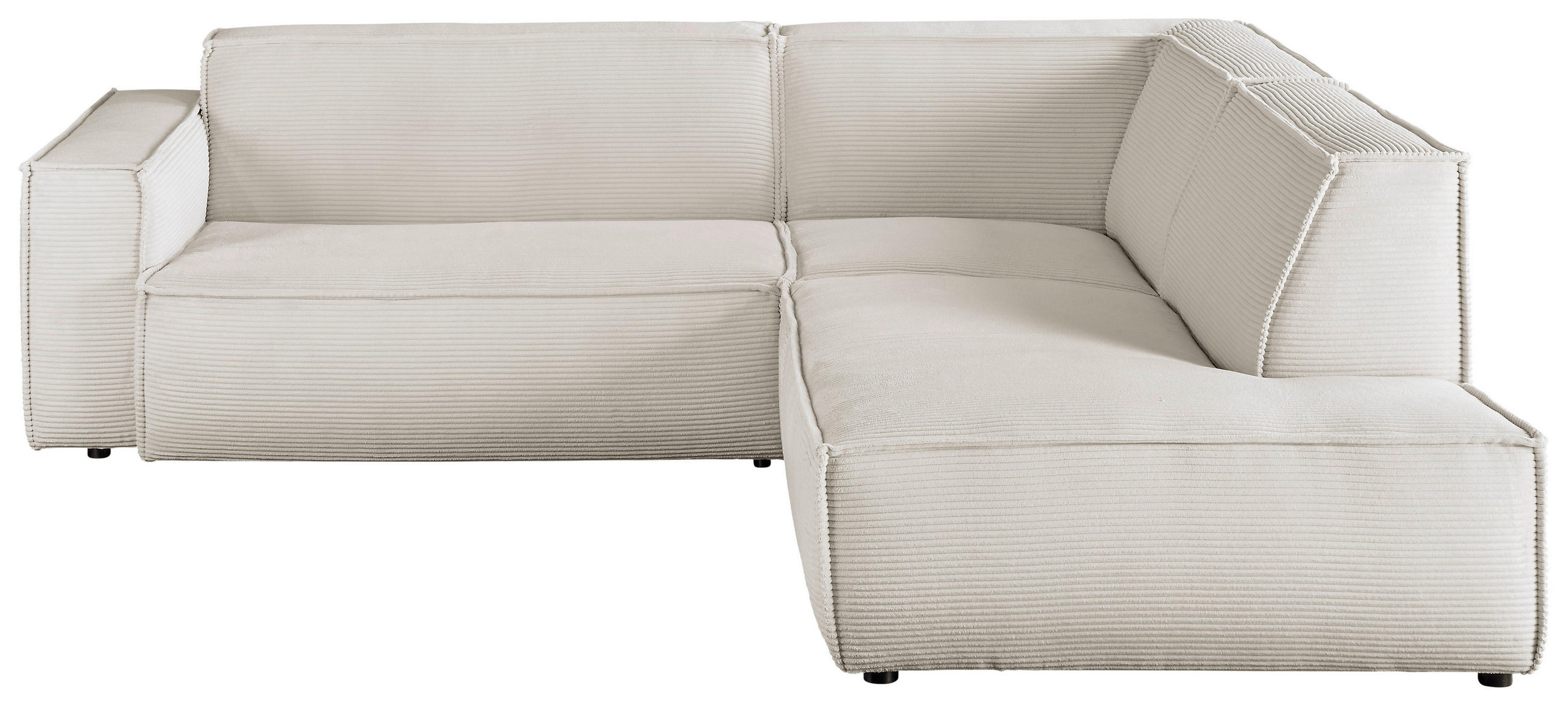 ECKSOFA in Cord Weiss  - Weiss/Schwarz, Konventionell, Kunststoff/Textil (254/224cm) - Hom`in