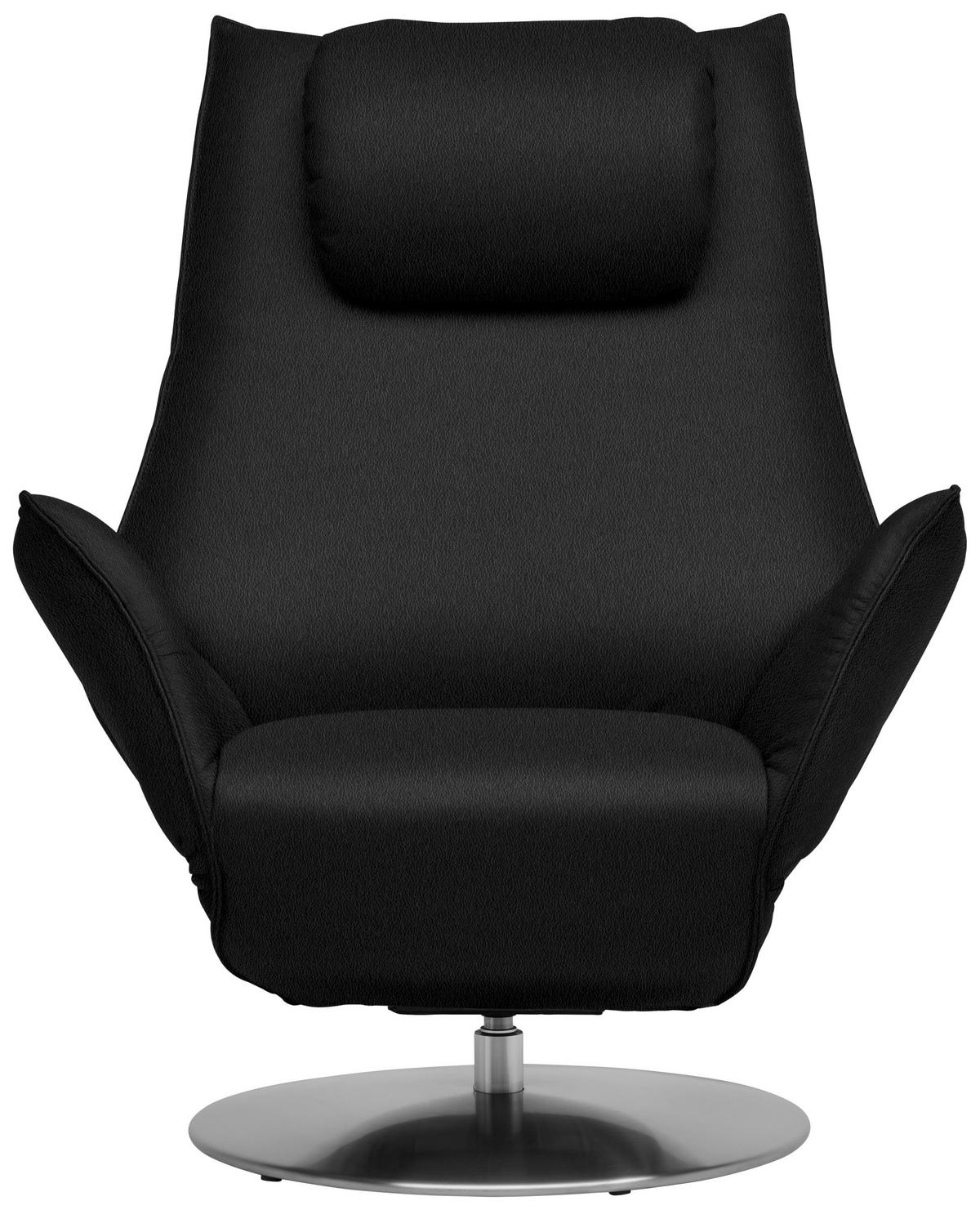 RELAXSESSEL in Leder Schwarz  - Edelstahlfarben/Schwarz, Design, Leder/Metall (92/79/90cm) - Koinor