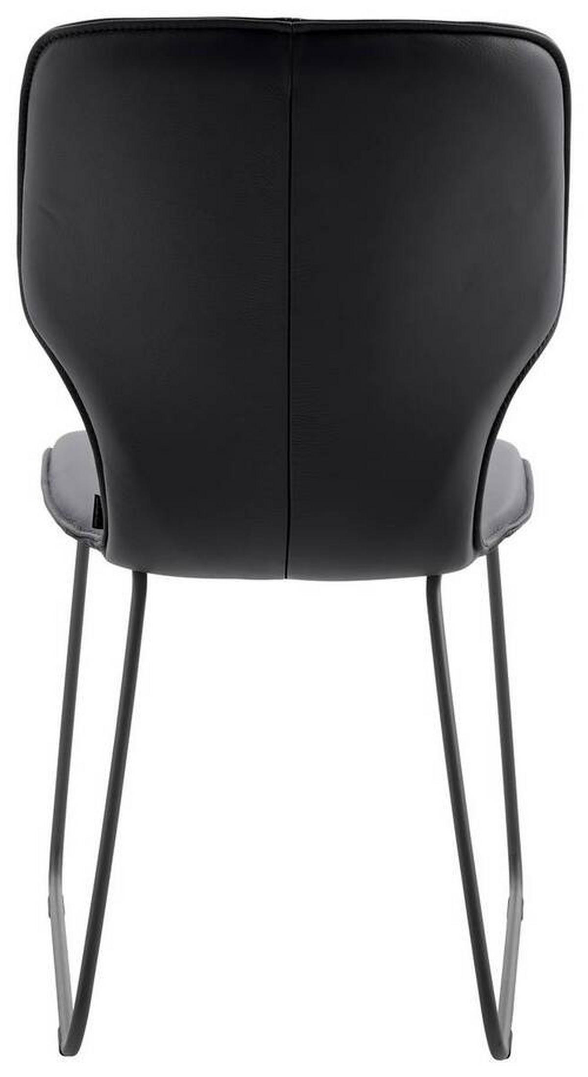 STUHL Echtleder Graphitfarben  - Dunkelgrau/Graphitfarben, Design, Leder/Metall (49/95/63cm) - Musterring
