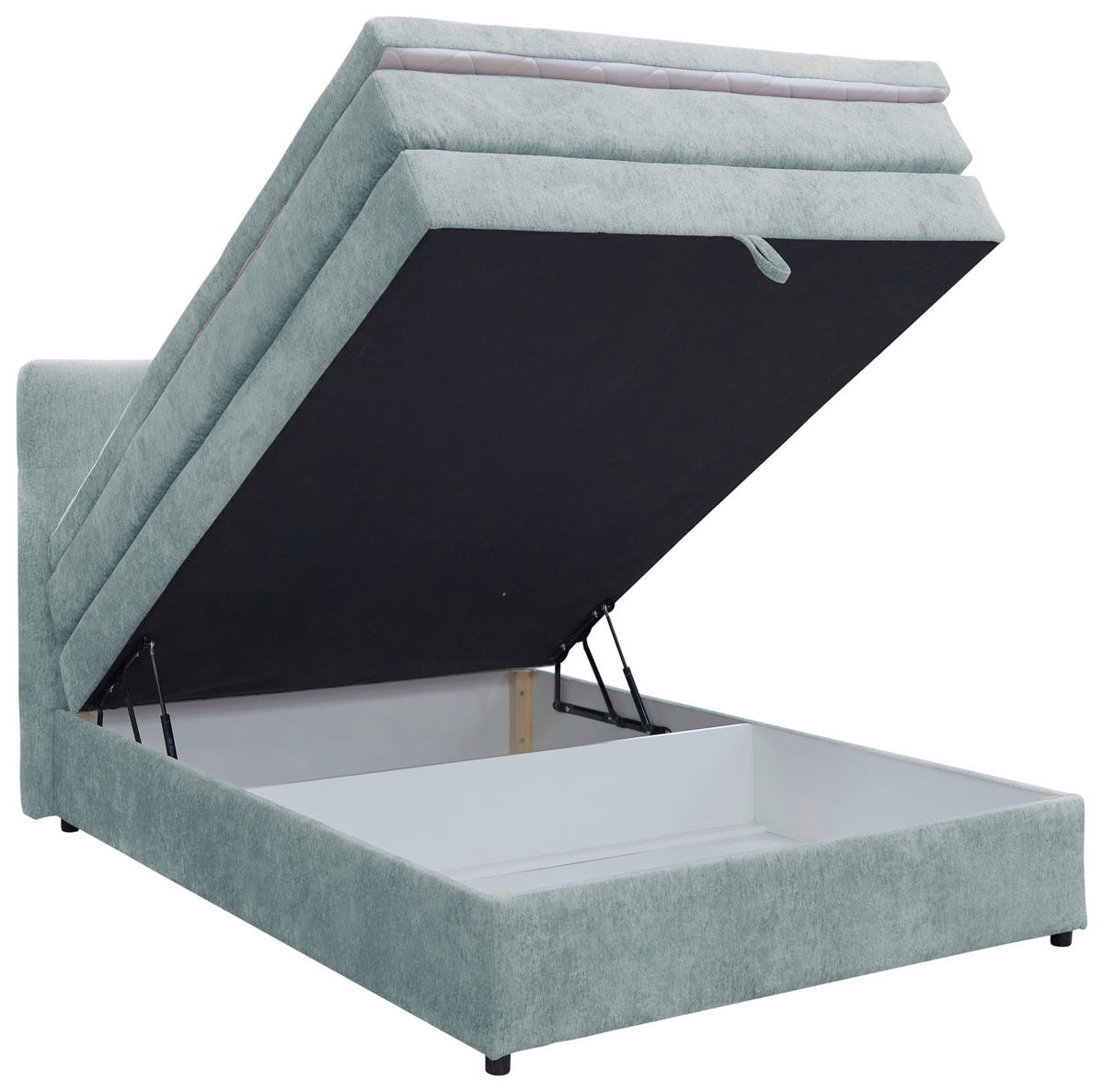 BOXSPRINGBETT 140/200 cm  in Hellblau  - Schwarz/Hellblau, KONVENTIONELL, Kunststoff/Textil (140/200cm) - Carryhome