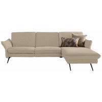 ECKSOFA Hellbraun Mikrofaser  - Hellbraun/Anthrazit, Design, Textil/Metall (262/158cm) - Himolla