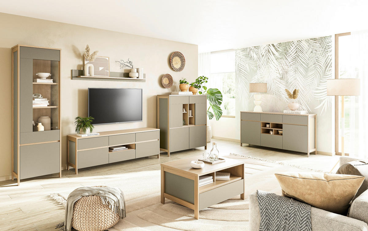 SIDEBOARD  164/85/39 cm 3 Schublade(n)  - Eukalyptusholzfarben/Eichefarben, Design, Holzwerkstoff (164/85/39cm) - MID.YOU