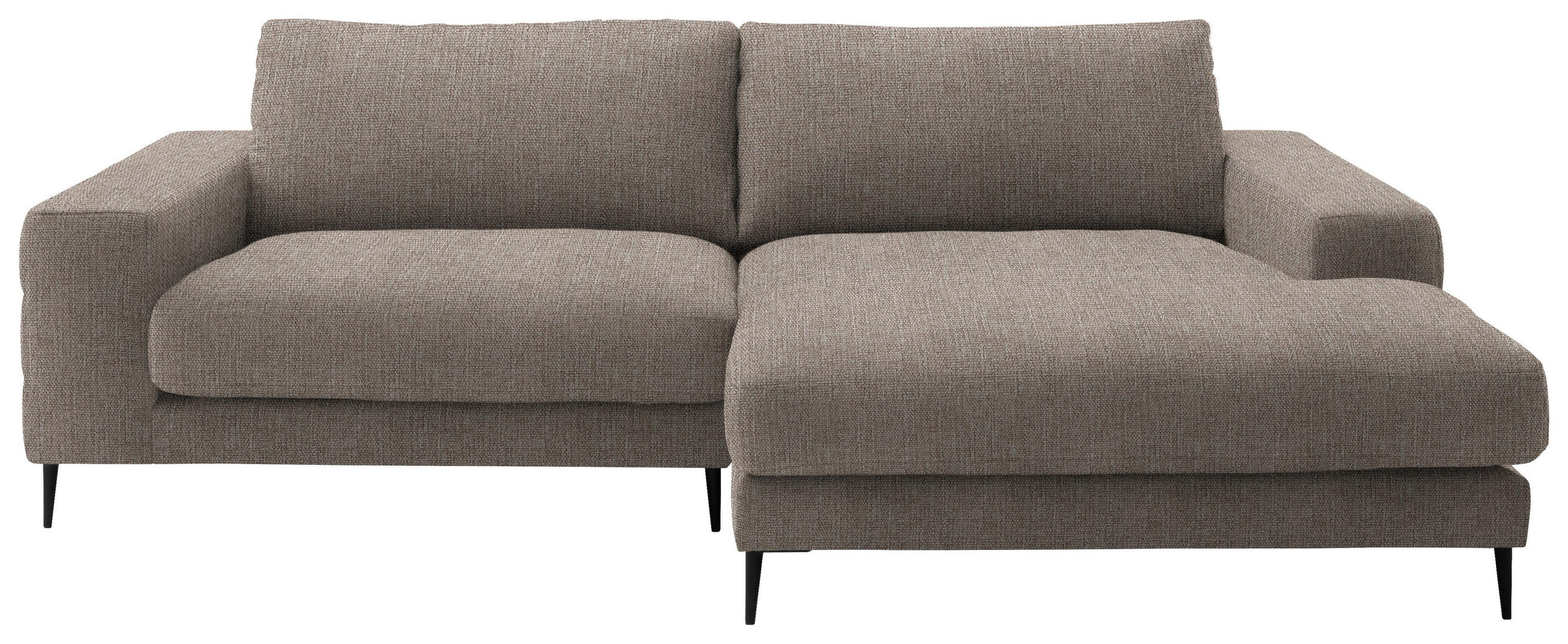 ECKSOFA in Flachgewebe Taupe  - Taupe/Schwarz, Design, Textil/Metall (253/177cm) - Dieter Knoll