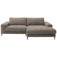 ECKSOFA in Flachgewebe Taupe  - Taupe/Schwarz, Design, Textil/Metall (253/177cm) - Dieter Knoll