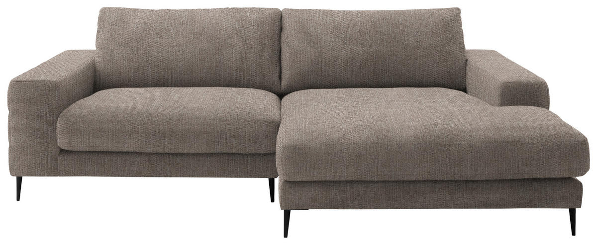 ECKSOFA in Flachgewebe Taupe  - Taupe/Schwarz, Design, Textil/Metall (253/177cm) - Dieter Knoll