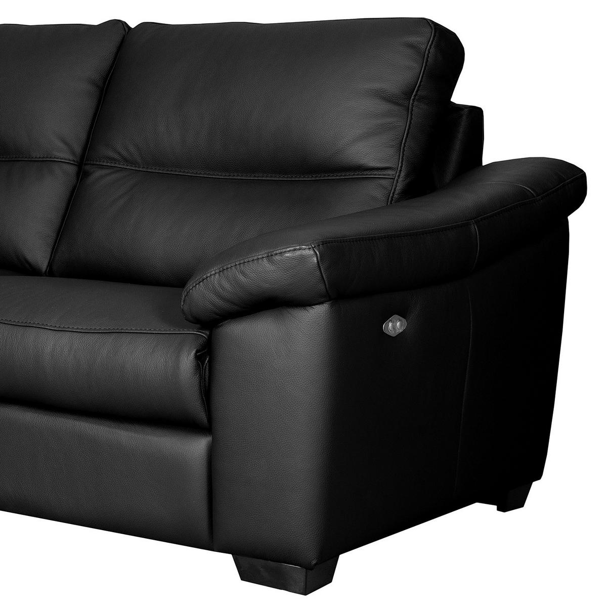 2-SITZER-SOFA  in Echtleder Schwarz   - Schwarz, Design, Leder/Holz (174/97/97cm) - Livetastic