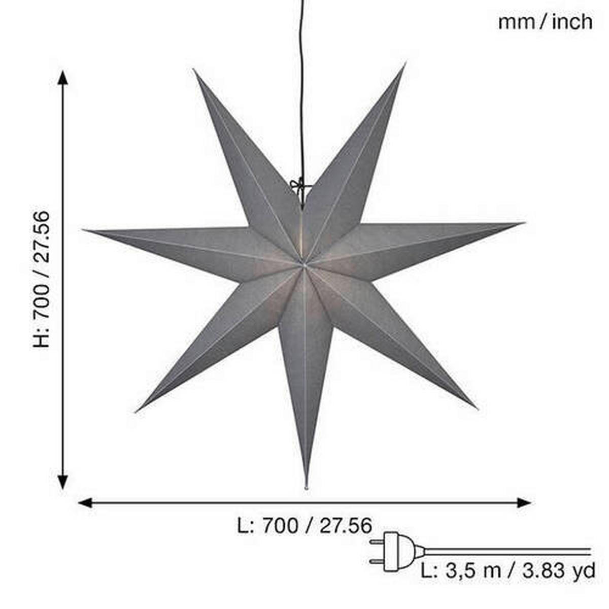 LED-DEKOLEUCHTE - Weiss/Grau, Basics, Papier/Metall (70/16/70cm) - Eglo