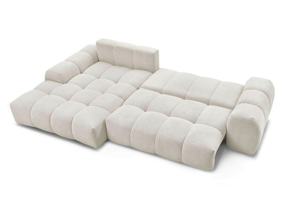 ECKSCHLAFSOFA EVEREST  mit Rücken echt, Armteil links, Armteil rechts Flachgewebe Weiß  - Schwarz/Weiß, MODERN, Kunststoff/Textil (180/318cm) - Livetastic