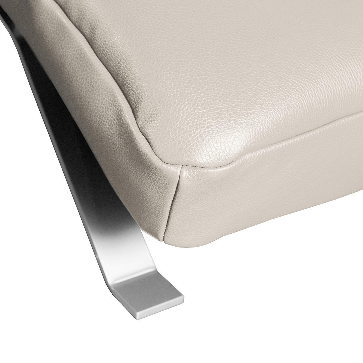 RELAXLIEGE in Echtleder Grau  - Silberfarben/Grau, Design, Leder/Metall (65/65-95/171cm) - Livetastic