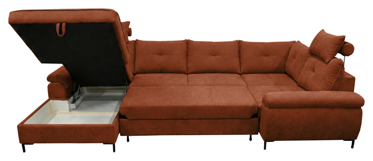 WOHNLANDSCHAFT SOLEI U Rot Chenille  - Rot/Schwarz, Design, Kunststoff/Textil (188/334/184cm) - MID.YOU