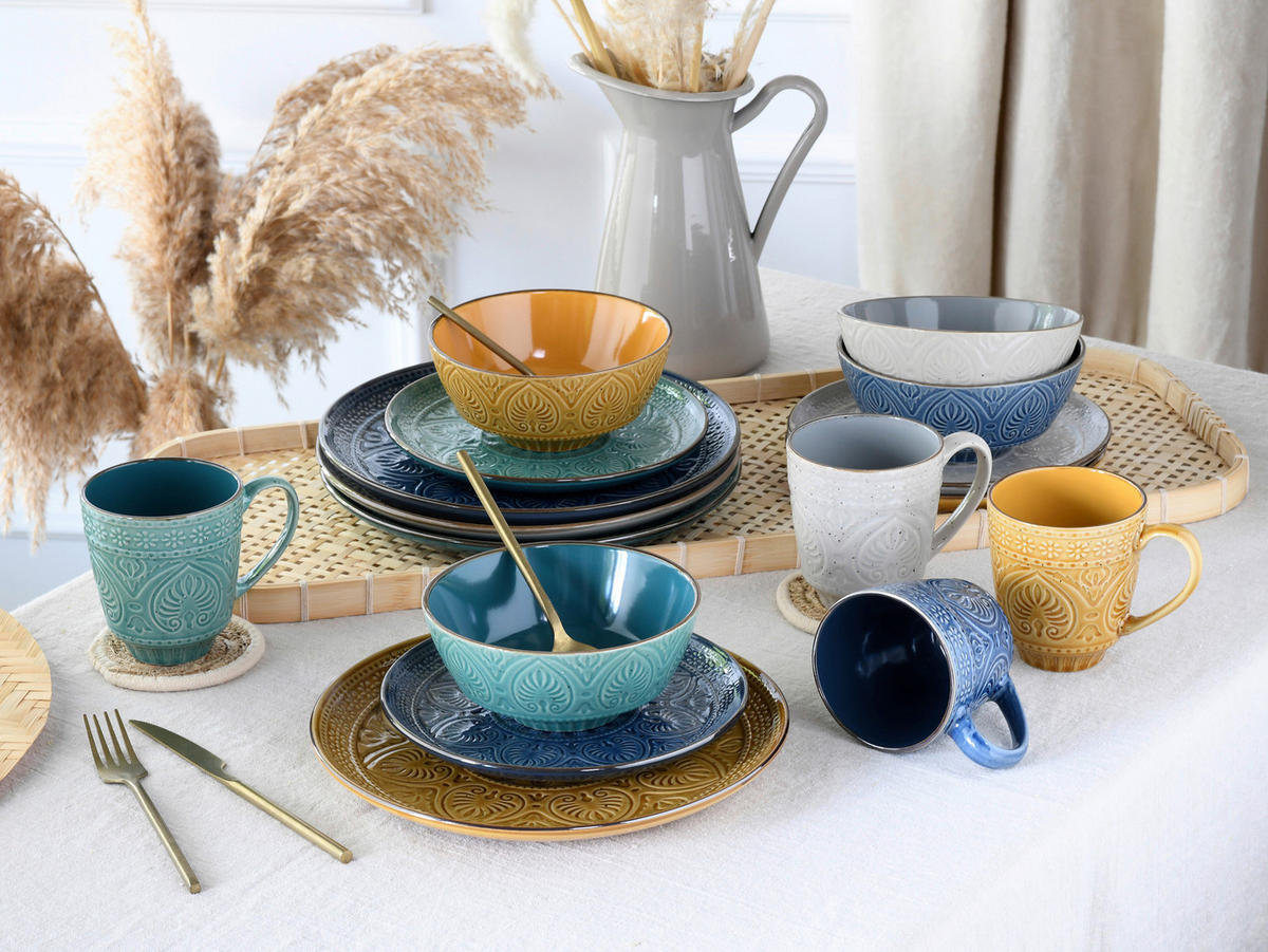 KOMBISERVICE 16-teilig  - Smaragdgrün/Gelb, LIFESTYLE, Keramik (33/30/32cm) - Creatable