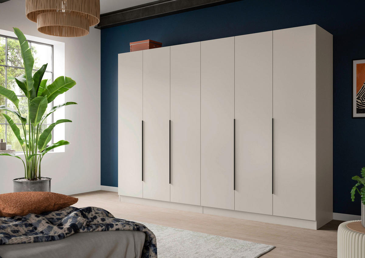 DREHTÜRENSCHRANK 240/181/52 cm,  in Kaschmir, 6-türig  - Kaschmir/Schwarz, MODERN, Holzwerkstoff/Kunststoff (240/181/52cm) - Livetastic