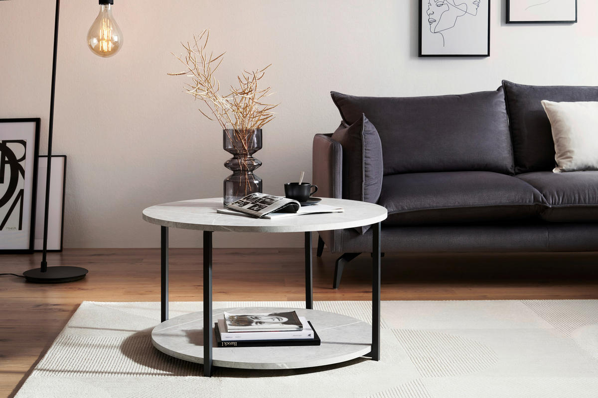 KLUBSKA MIZA, svetlo siva  - črna/svetlo siva, Moderno, kovina/leseni material (80/80/45cm) - P & B